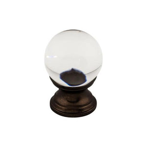 Clarity Clear Glass Round Knob ( Zinc Alloy | Oil Rubbed Bronze - Serene Collection ) | Manufactured Globally