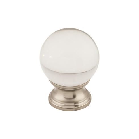 Clarity Clear Glass Round Knob ( Zinc Alloy | Brushed Satin Nickel - Serene Collection ) | Manufactured Globally
