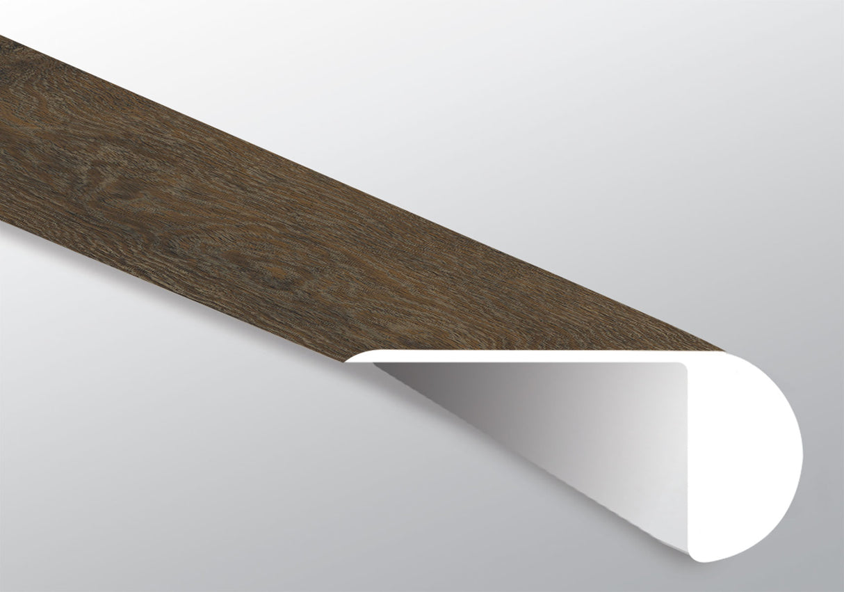 Barrell (NARIZ DE ESCALÓN SUPERPUESTO [Madera • Mate • Oscuro] - LVT * MOLDURA DE VINILO DE LUJO) | 2 1/4" X 1" X 94"