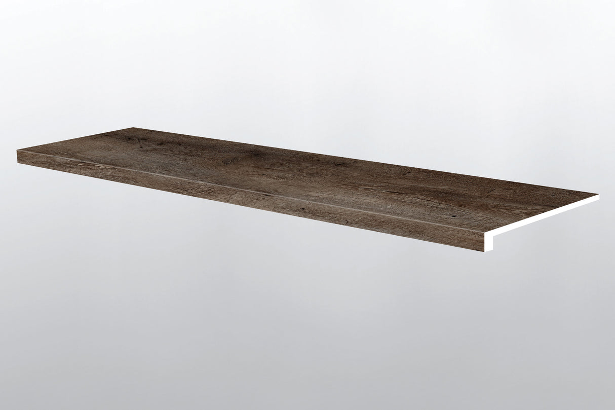 Bembridge (PELDAÑO DE ESCALERA CON BORDE SUAVIZADO [Madera • Mate • Oscuro] - LVT * MOLDURA DE VINILO DE LUJO) | 3,8 cm x 6,3 cm x 119,5 cm