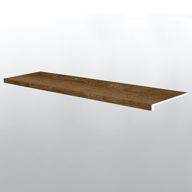 BERGEN HILLS (ESCALÓN DE BORDE SUAVIZADO [Madera • Mate • Oscuro] - LVT * MOLDURA DE VINILO DE LUJO) | 3,8 cm x 6,3 cm x 119,5 cm