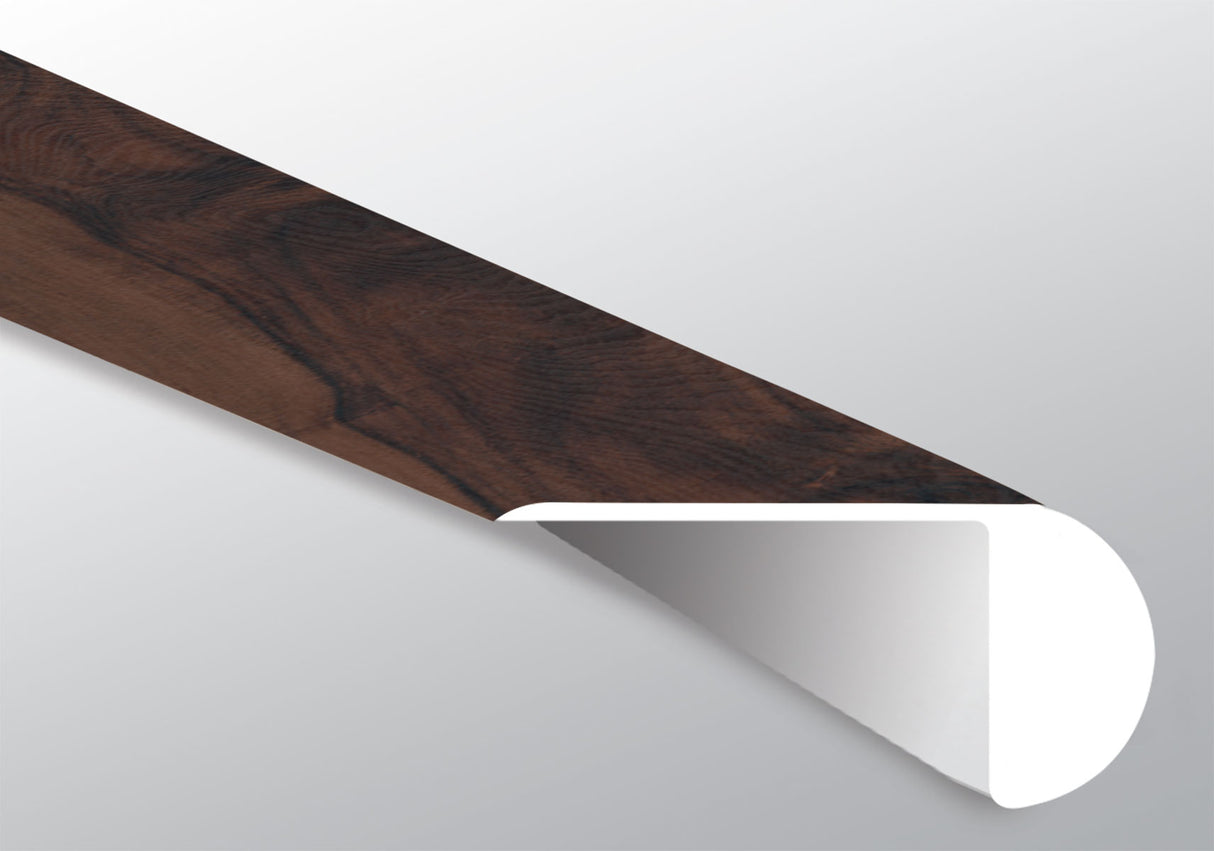 Acacia bruñida (NARIZ DE ESCALÓN SUPERPUESTO [Madera • Mate • Oscura] - LVT * MOLDURA DE VINILO DE LUJO) | 2 1/4" X 1" X 94"