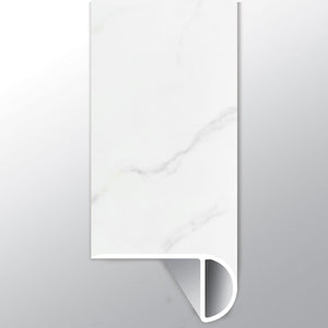 Calacatta Marbello (NARIZ DE ESCALÓN SUPERPUESTO [Mármol • Mate • Claro] - LVT * MOLDURA DE VINILO DE LUJO) | 2 1/4" X 1" X 94"