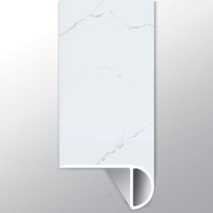 Calacatta Serra ( OVERLAPPING STAIR NOSE [ Marble • Matte • Light ] - LVT * LUXURY VINYL TRIM ) | 2 1/4" X 1" X 94"