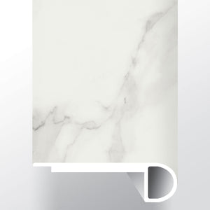 Calacatta Venosa Gold (NARIZ DE ESCALÓN AL RAS [Mármol • Mate • Claro] - LVT * MOLDURA DE VINILO DE LUJO) | 2 3/4" X 3/4" X 94"