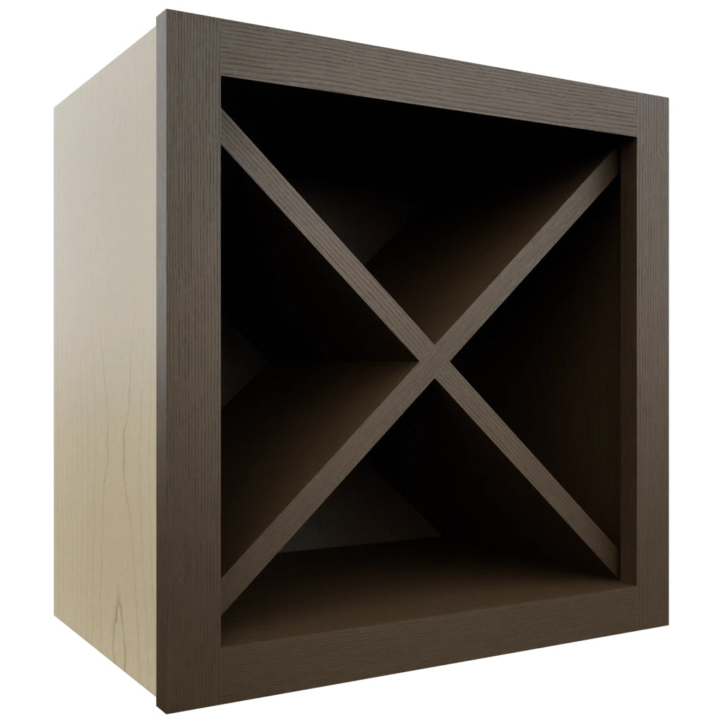 Fabuwood Canyon Oak WR18X18 Wall Wine Rack, Front View