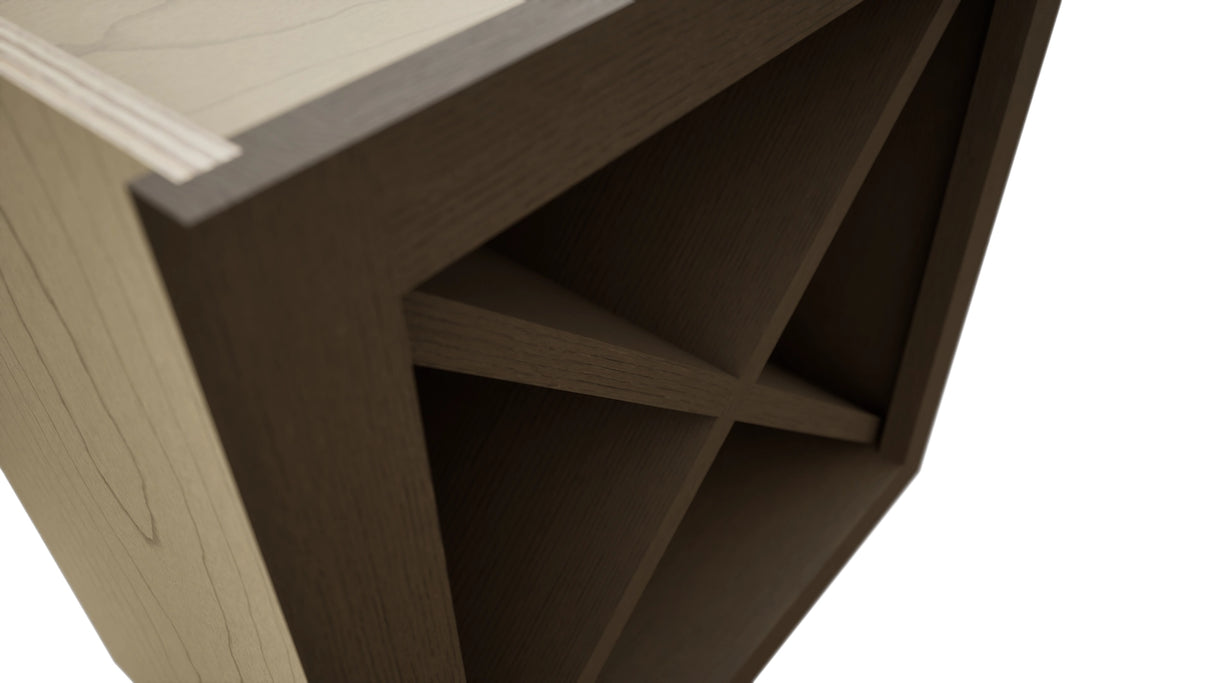 Fabuwood Canyon Oak WR18X18 Wall Wine Rack, Detail View
