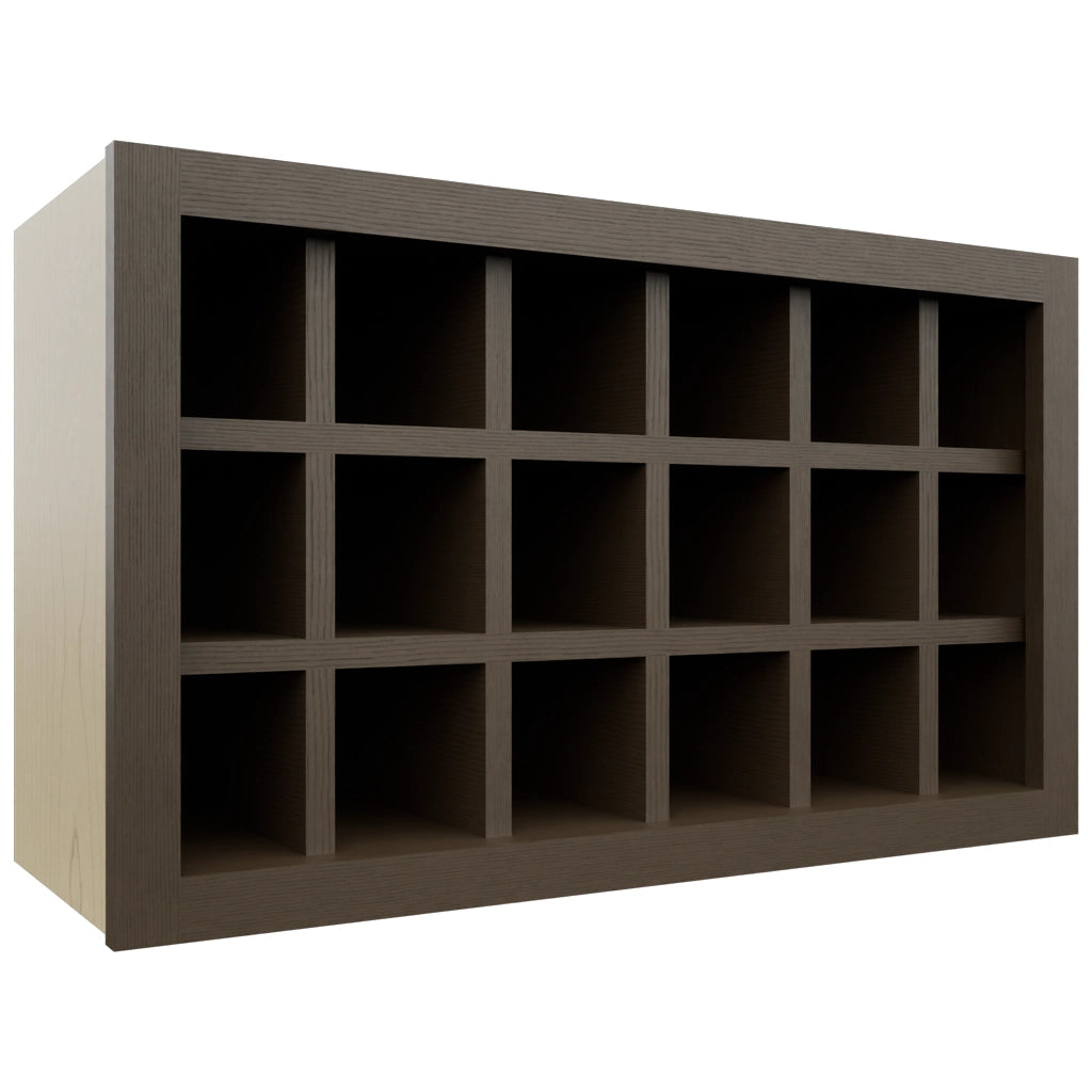 Fabuwood Canyon Oak WR3018 Wall Wine Rack, Front View