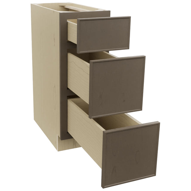 Fabuwood Echo Mocha DB12 Base 3 Drawers Cabinet, Open View