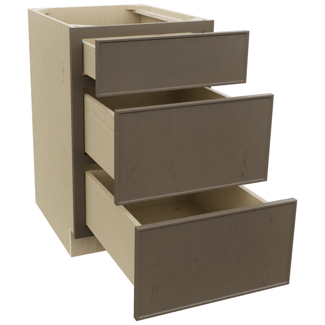 Fabuwood Echo Mocha DB21 Base 3 Drawers Cabinet, Open View