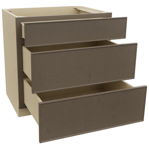 Fabuwood Echo Mocha DB33 Base 3 Drawers Cabinet, Open View