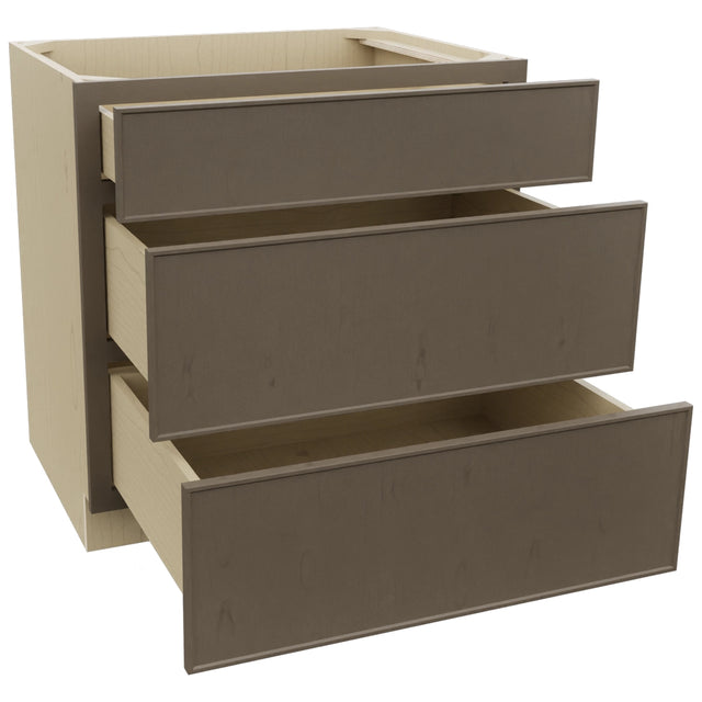 Fabuwood Echo Mocha DB33 Base 3 Drawers Cabinet, Open View