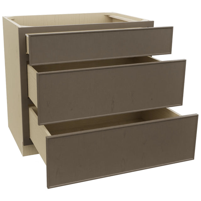Fabuwood Echo Mocha DB36 Base 3 Drawers Cabinet, Open View