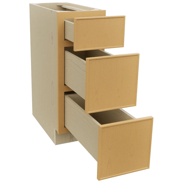 Fabuwood Echo Timber DB12 Base 3 Drawers Cabinet, Open View