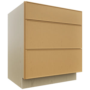 Fabuwood Echo Timber DB30 Base 3 Drawers Cabinet, Front View