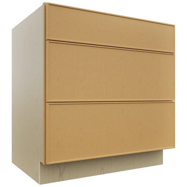 Fabuwood Echo Timber DB33 Base 3 Drawers Cabinet, Front View