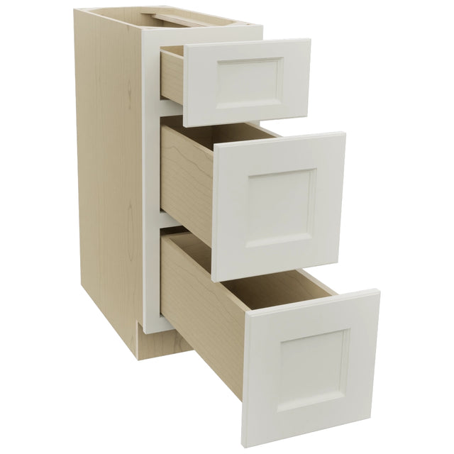 Fabuwood Fusion Dove DB12 Base 3 Drawers Cabinet, Open View