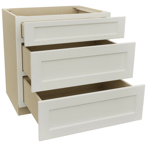 Fabuwood Fusion Dove DB33 Base 3 Drawers Cabinet, Open View