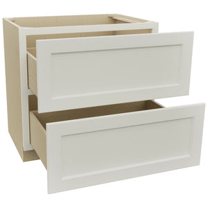 Fabuwood Fusion Dove DB36-2 Base 2 Drawers Cabinet, Open View