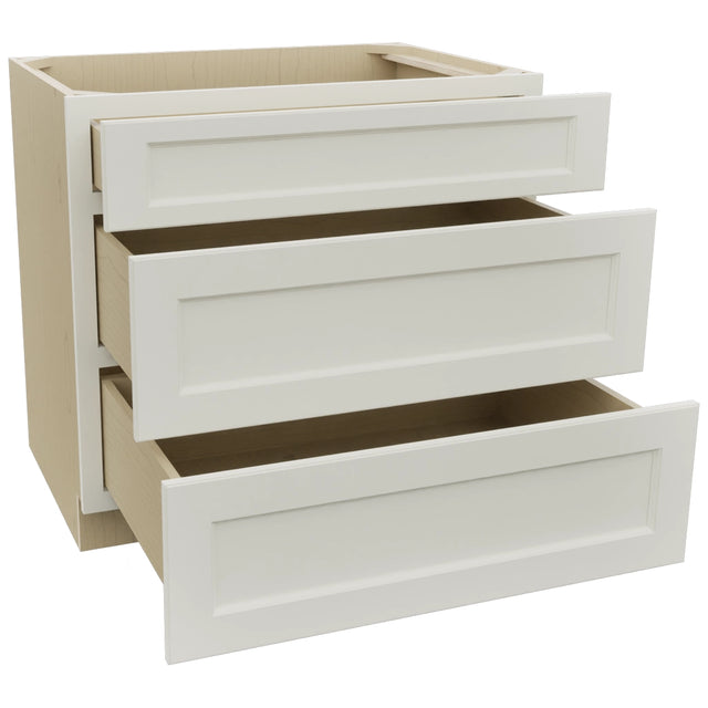 Fabuwood Fusion Dove DB36 Base 3 Drawers Cabinet, Open View