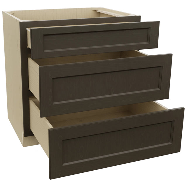 Fabuwood Fusion Kona DB33 Base 3 Drawers Cabinet, Open View