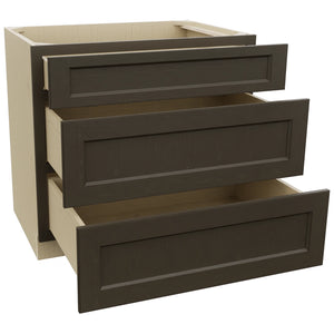 Fabuwood Fusion Kona DB36 Base 3 Drawers Cabinet, Open View