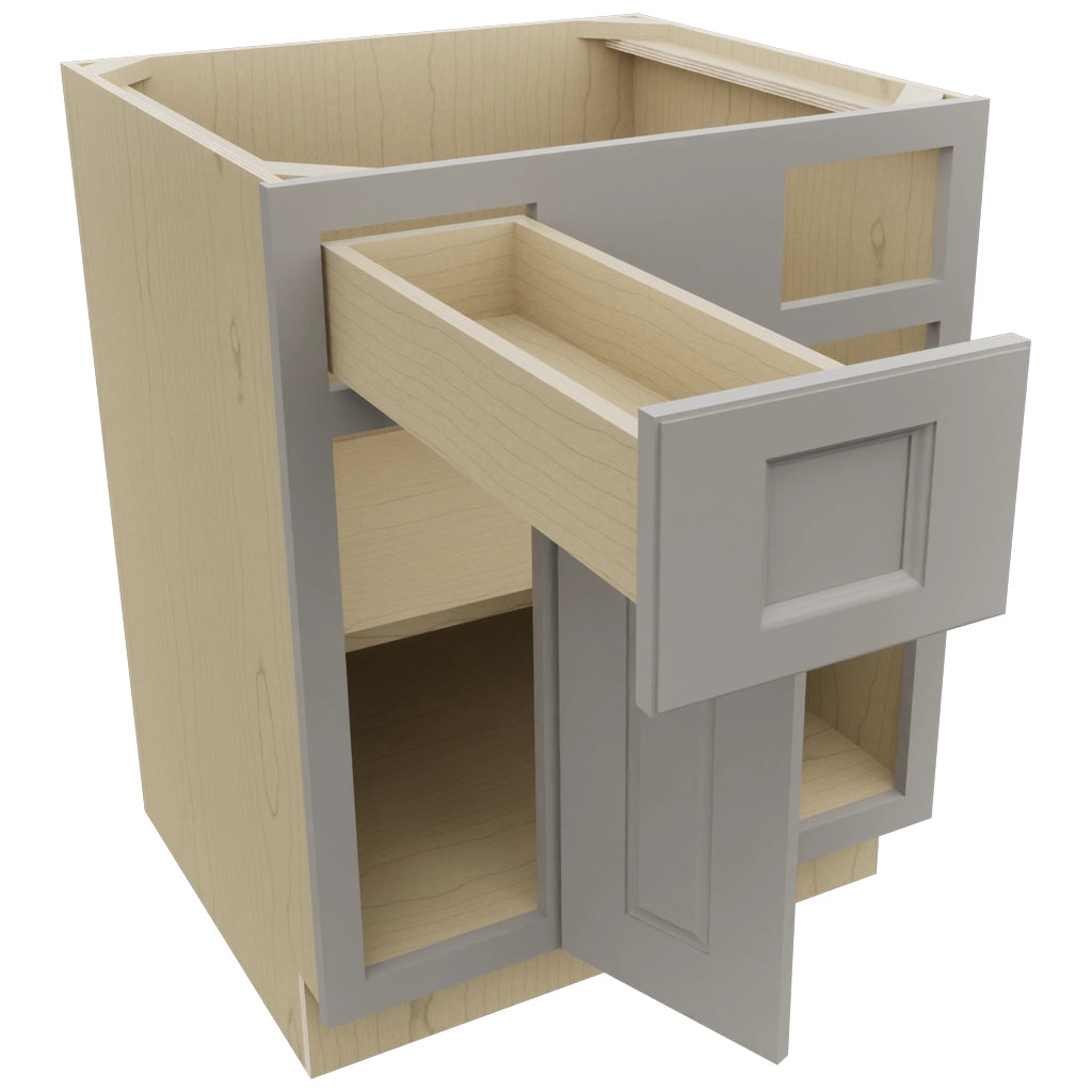 Fabuwood Fusion Nickel BLB36/39 Base Corner Blind Cabinet, Open View