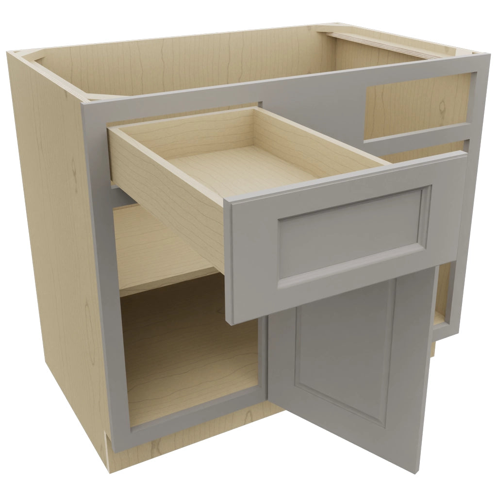 Fabuwood Fusion Nickel BLB42/45 Base Corner Blind Cabinet, Open View