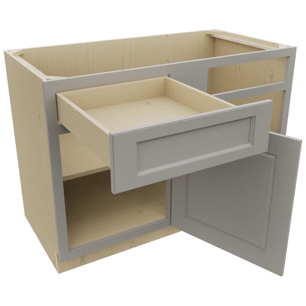 Fabuwood Fusion Nickel BLB48/51 Base Corner Blind Cabinet, Open View