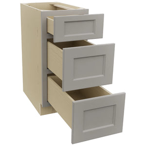 Fabuwood Fusion Nickel DB15 Base 3 Drawers Cabinet, Open View