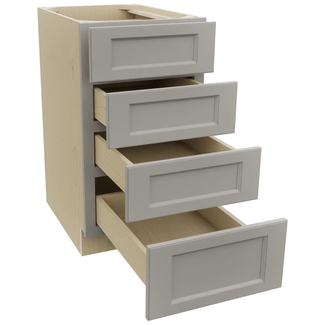 Fabuwood Fusion Nickel DB18-4 Base 4 Drawers Cabinet, Open View