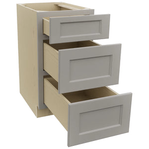 Fabuwood Fusion Nickel DB18 Base 3 Drawers Cabinet, Open View
