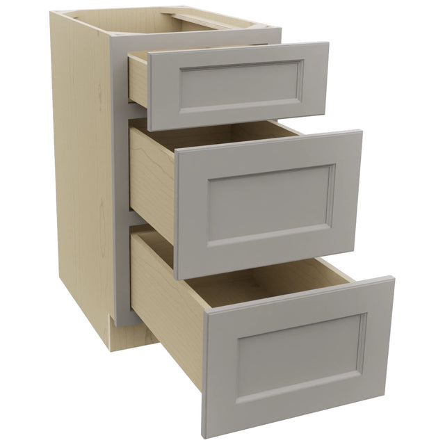 Fabuwood Fusion Nickel DB18 Base 3 Drawers Cabinet, Open View