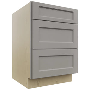 Fabuwood Fusion Nickel DB24 Base 3 Drawers Cabinet, Front View