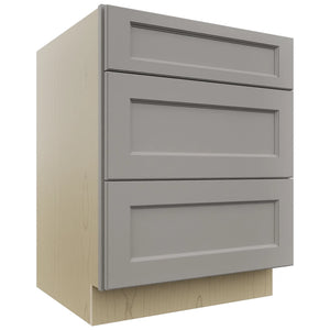 Fabuwood Fusion Nickel DB27 Base 3 Drawers Cabinet, Front View