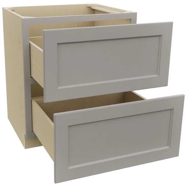 Fabuwood Fusion Nickel DB30-2 Base 2 Drawers Cabinet, Open View