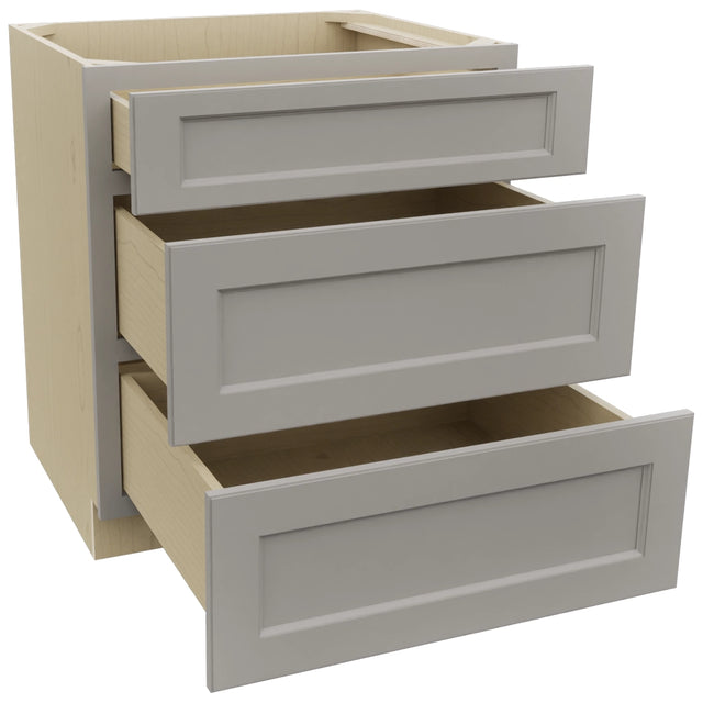 Fabuwood Fusion Nickel DB30 Base 3 Drawers Cabinet, Open View