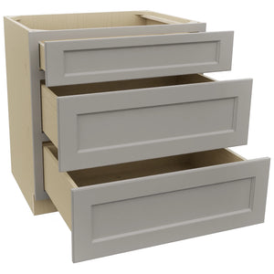 Fabuwood Fusion Nickel DB33 Base 3 Drawers Cabinet, Open View