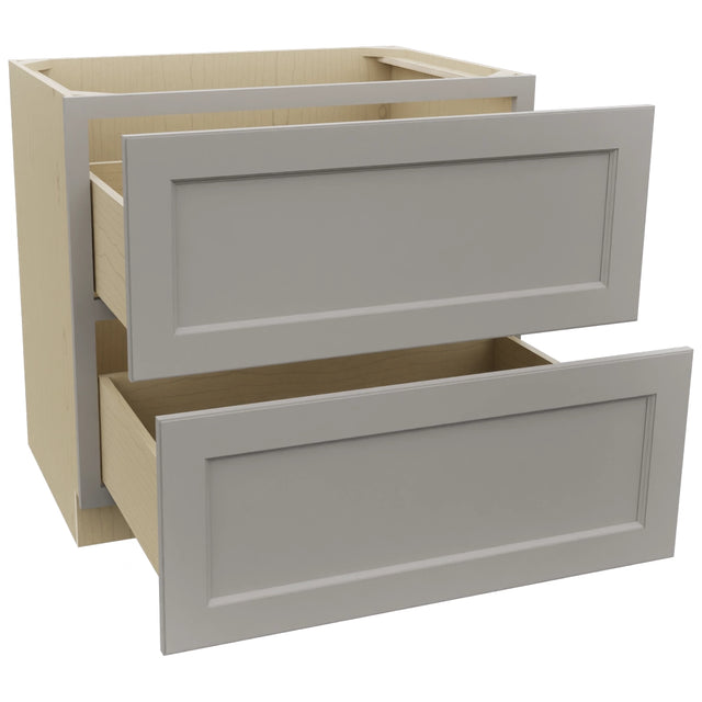 Fabuwood Fusion Nickel DB36-2 Base 2 Drawers Cabinet, Open View
