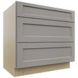 Fabuwood Fusion Nickel DB36 Base 3 Drawers Cabinet, Front View