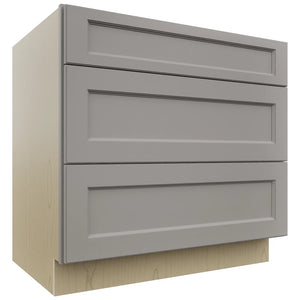 Fabuwood Fusion Nickel DB36 Base 3 Drawers Cabinet, Front View