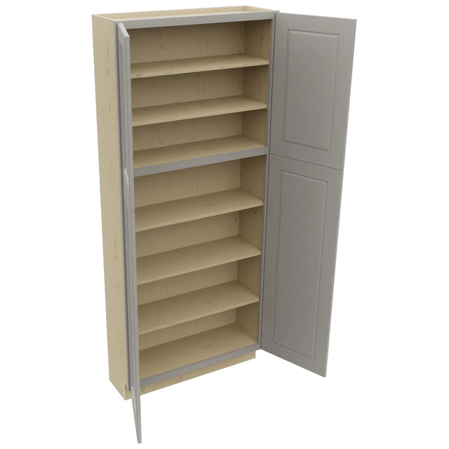 Fabuwood Fusion Nickel TP361284 Tall Pantry Cabinet, Open View