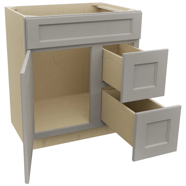 Fabuwood Fusion Nickel VSD36DR Vanity Combo Cabinet, Open View