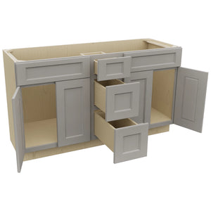 Fabuwood Fusion Nickel VSD60DOUBLE Vanity Combo Cabinet, Open View