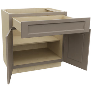 Fabuwood Fusion Oyster B33SDF Base Standard Cabinet, Open View