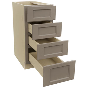 Fabuwood Fusion Oyster DB15-4 Base 4 Drawers Cabinet, Open View