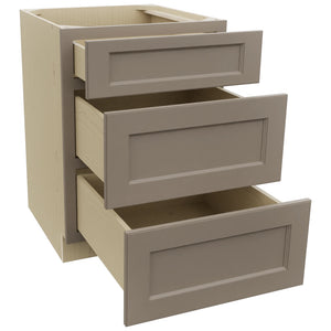 Fabuwood Fusion Oyster DB24 Base 3 Drawers Cabinet, Open View
