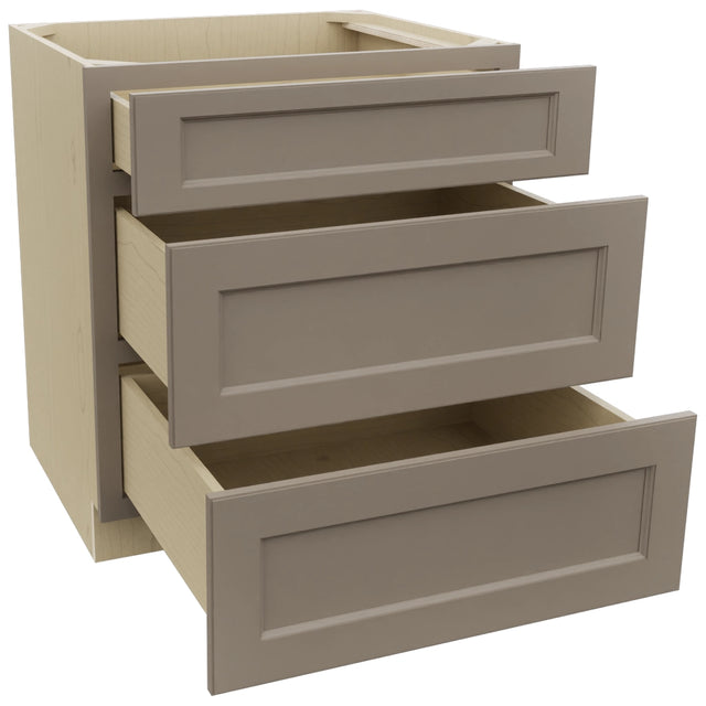 Fabuwood Fusion Oyster DB30 Base 3 Drawers Cabinet, Open View