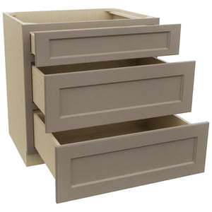 Fabuwood Fusion Oyster DB33 Base 3 Drawers Cabinet, Open View