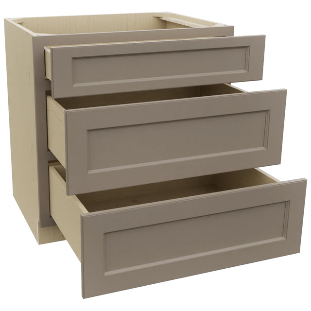 Fabuwood Fusion Oyster DB33 Base 3 Drawers Cabinet, Open View